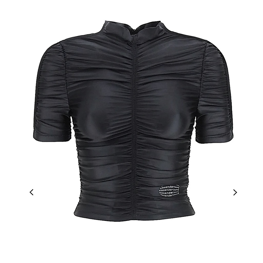 Alexander Wang mock neck ruched crop top M